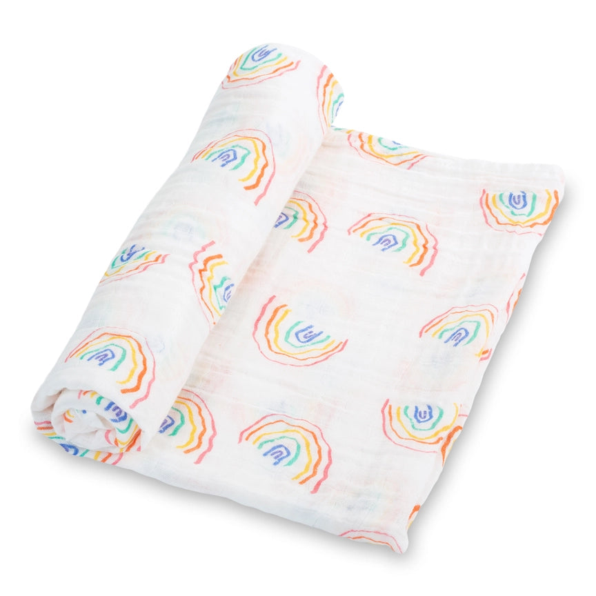 Somewhere Over the Rainbow Muslin Swaddle Blanket
