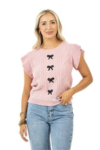 Load image into Gallery viewer, Ruffle Sleeve Bow Knit Top - Light Pink