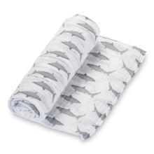 Load image into Gallery viewer, Baby Shark Muslin Swaddle Blanket