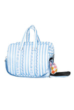 Load image into Gallery viewer, Blue Stripe Ruffle Weekender Bag