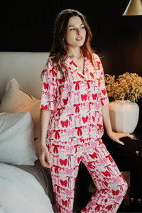 Coquette Bows Pajama Set - Pink & Red