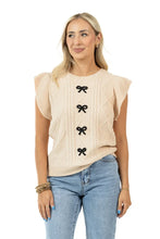 Load image into Gallery viewer, Ruffle Sleeve Bow Knit Top - Tan