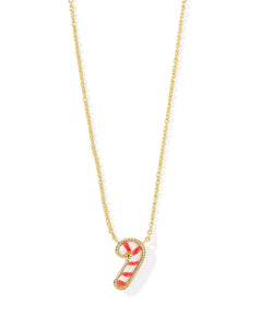 Kendra Scott Candy Cane Gold Short Pendant Necklace in Ivory Mother-of-Pearl