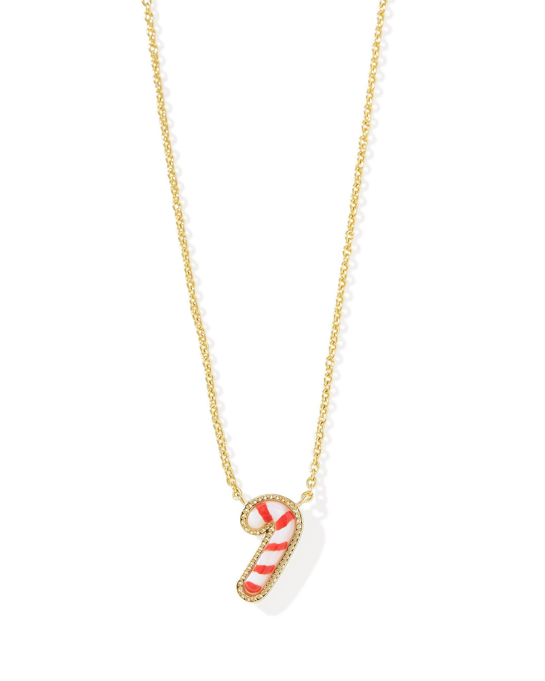 Kendra Scott Candy Cane Gold Short Pendant Necklace in Ivory Mother-of-Pearl