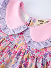 Load image into Gallery viewer, Summer Purple Floral Bow Ruffle Girls Dress