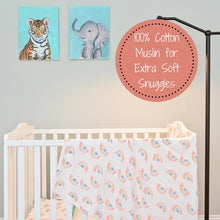 Load image into Gallery viewer, Somewhere Over the Rainbow Muslin Swaddle Blanket