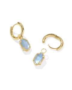 Kendra Scott Hallie Gold Huggie Earrings in Sky Blue Mother of Pearl