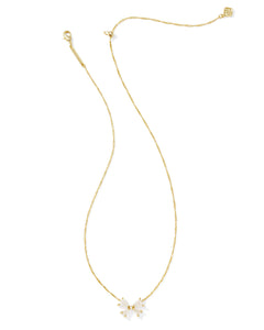 Kendra Scott Blair Gold Bow Small Short Pendant Necklace in Iridescent Drusy