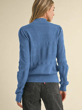 Load image into Gallery viewer, Ruth Pointelle Mock Neck Sweater - Steel Blue