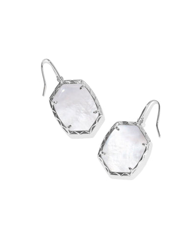 Kendra Scott Daphne Silver Drop Earrings in Ivory Mother of Pearl