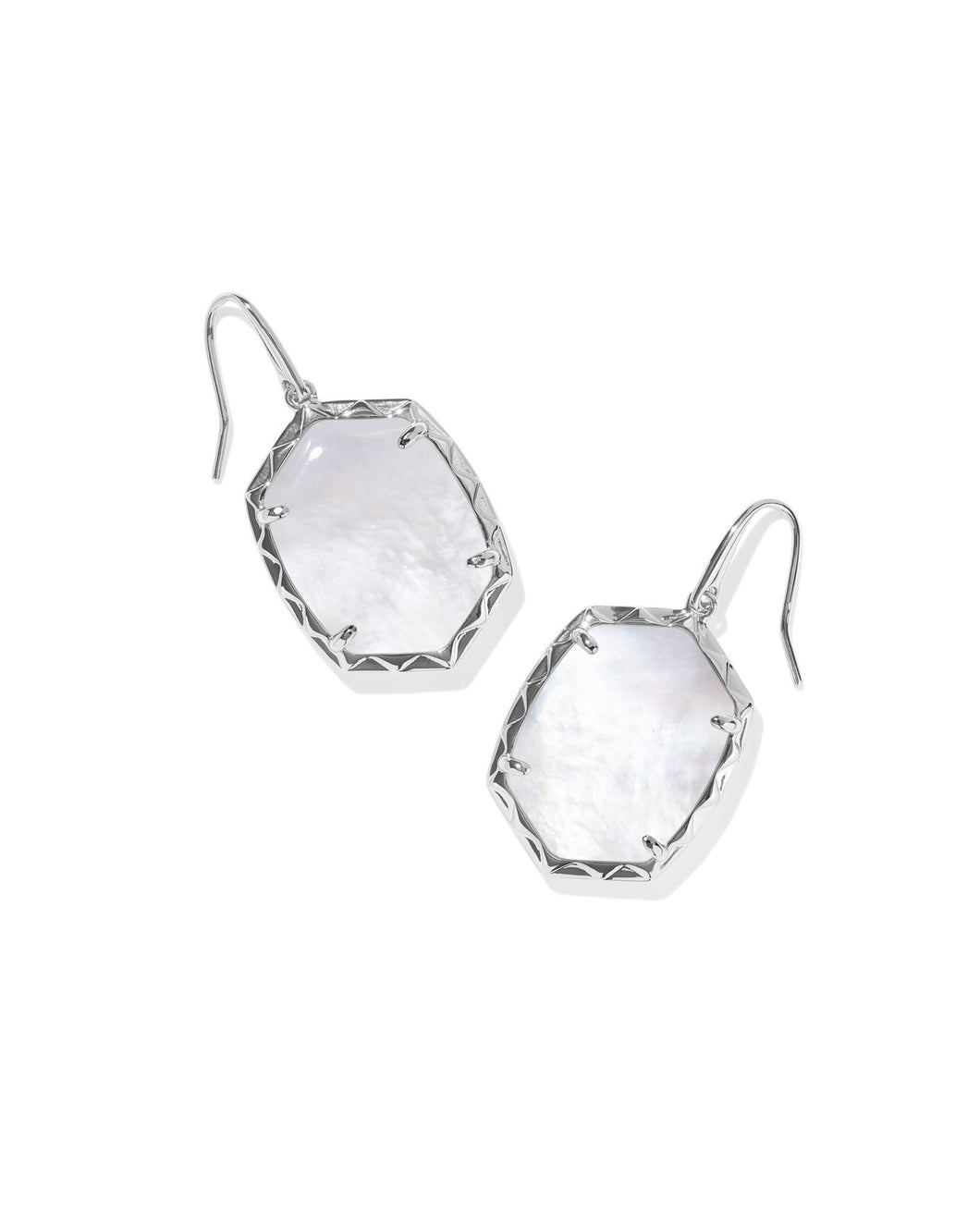 Kendra Scott Daphne Silver Drop Earrings in Ivory Mother of Pearl