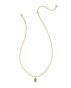 Kendra Scott Hallie Gold Short Pendant Necklace in Purple Watercolor Illusion