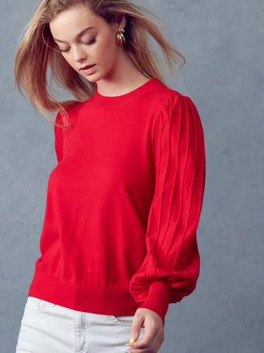 Destiny Puff Sleeve Top - Red