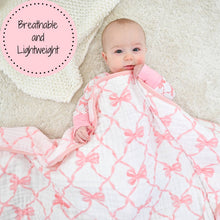 Load image into Gallery viewer, Beautiful Bows Muslin Baby Blanket