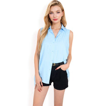 Load image into Gallery viewer, Sleeveless Button Top -White