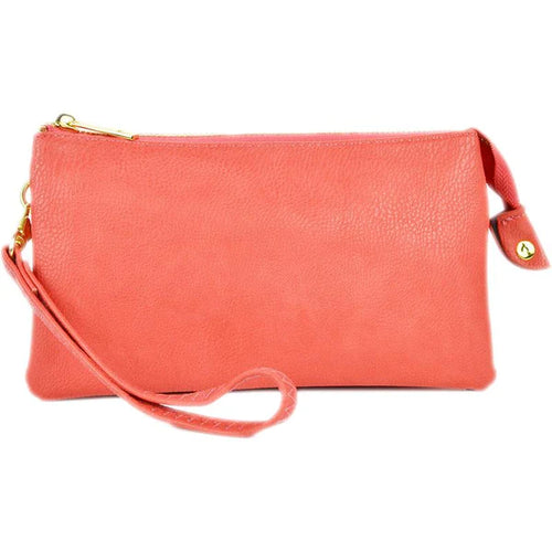 3 Compartment Crossbody/Wristlet- Coral Pink