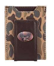 Load image into Gallery viewer, Buck Men's Magnetic Front Pocket Old School Camo Leather Wallet.: Brown/Tan Camo
