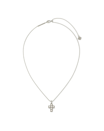 Kendra Scott Pearl Silver Cross Short Pendant Necklace in White Pearl