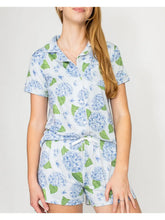 Load image into Gallery viewer, Hydrangea Short Sleeve Pajama Set with Shorts