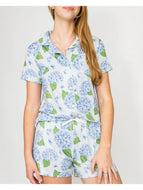 Hydrangea Short Sleeve Pajama Set with Shorts