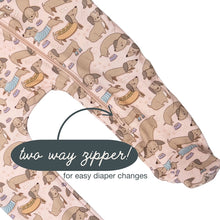 Load image into Gallery viewer, Magnolia Baby Zip Footie - Dusty Rose Dachshund