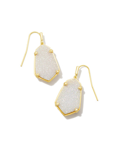 Kendra Scott Alexandria Gold Drop Earrings in Iridescent Drusy