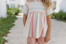 Load image into Gallery viewer, Girl's Blush Stripe Short Set