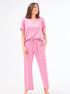 Women's Alli Pajama Pants Set  - Floral Foulard Pink