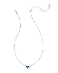 Kendra Scott Framed Ari Heart Silver Short Pendant Necklace in Mood Stone