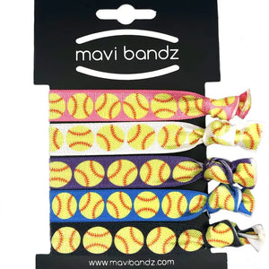 Softball Hair Ties - Set of 5