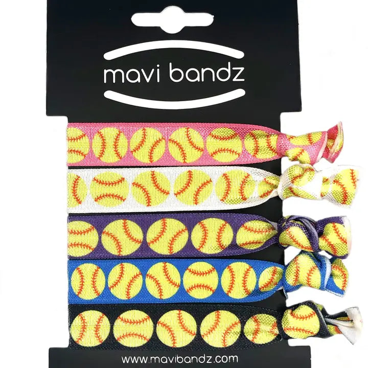 Softball Hair Ties - Set of 5