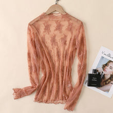 Load image into Gallery viewer, Veronica White Mesh Blouse - Long Sleeve Lace Top
