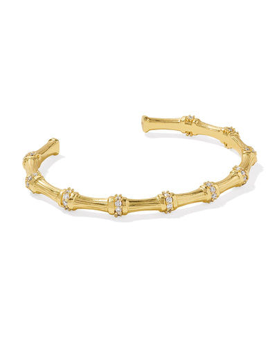 Kendra Scott Maura Gold Bamboo Cuff Bracelet in White Crystal