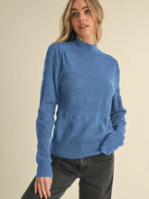Load image into Gallery viewer, Ruth Pointelle Mock Neck Sweater - Steel Blue