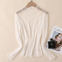 Load image into Gallery viewer, Veronica White Mesh Blouse - Long Sleeve Lace Top