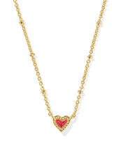 Load image into Gallery viewer, Kendra Scott Mini Ari Heart Gold Satellite Short Pendant Necklace in Red Kyocera Opal