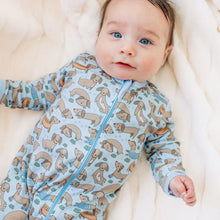 Load image into Gallery viewer, Magnolia Baby Zip Footie - Blue Dachshund