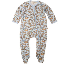 Load image into Gallery viewer, Magnolia Baby Zip Footie - Blue Dachshund