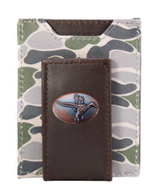 Load image into Gallery viewer, Mallard Men's Magnetic Front Pocket Old School Camo Leather Wallet.: Brown/Tan Camo