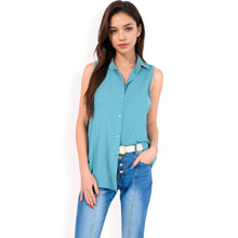 Load image into Gallery viewer, Sleeveless Button Top -White