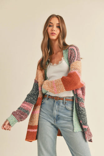 Always A Vibe Color Block Cardigan