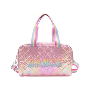 Metallic "Dance" Patch Duffel Bag - Pink