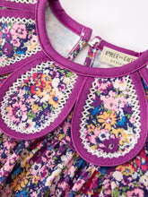 Load image into Gallery viewer, Purple Floral Bow Petals Collar Girls Romper