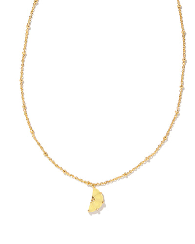Kendra Scott Lemon Gold Short Pendant Necklace in Yellow Opalite Glass