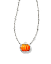 Load image into Gallery viewer, Kendra Scott Pumpkin Silver Short Pendant Necklace in Orange Mother of Pearl