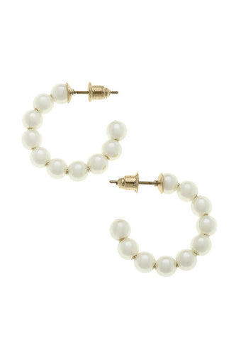 Canvas Demi Hoop Earrings in Ivory Pearl