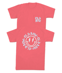 Old Row Smiley Face Pocket Tee - Coral