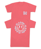 Old Row Smiley Face Pocket Tee - Coral