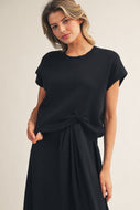 Laura Knotted Sweater Top - Black