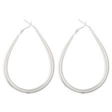 Silver Teardrop Hoop Earrings